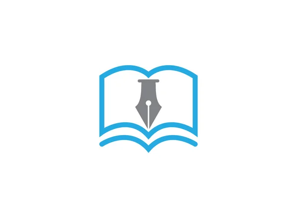 Penna Pennino Carta Logo Sfondo Bianco — Vettoriale Stock