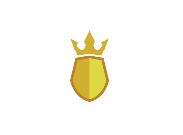 Escudo Com Ícone Coroa Dourada Isolado Fundo Branco —  Vetores de Stock