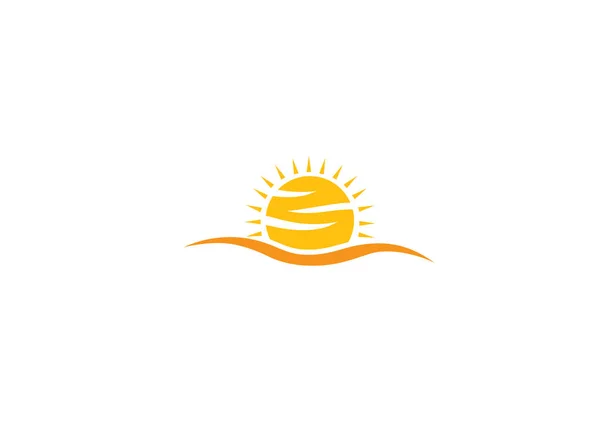 白色背景上的亮太阳徽标 — 图库矢量图片
