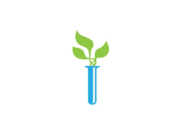 Groene Bladeren Buis Logo Witte Achtergrond — Stockvector