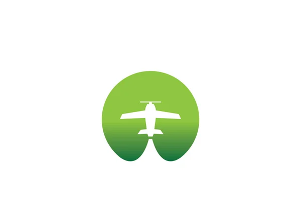 Airplane Green Logo White Background — Stock Vector