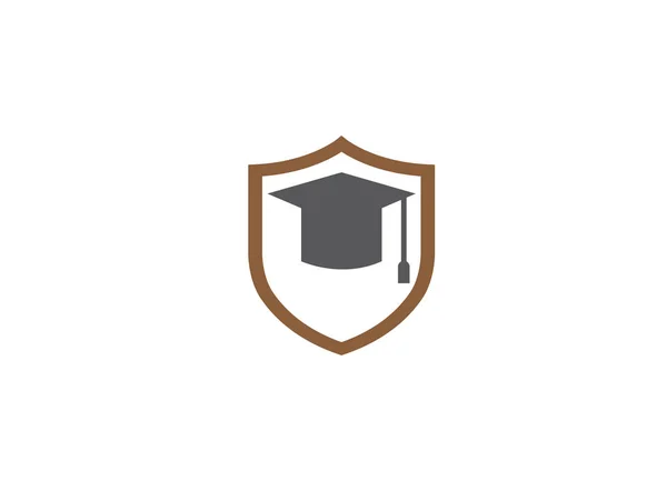 Graduate Hatt Shield Logo Vit Bakgrund — Stock vektor