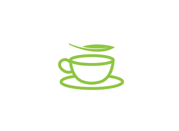 Logo Taza Verde Sobre Fondo Blanco — Vector de stock