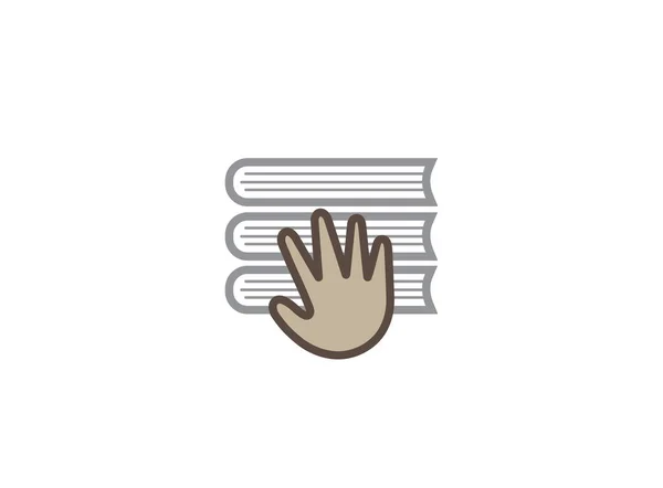 Main Sur Pile Livres Logo Sur Fond Blanc — Image vectorielle