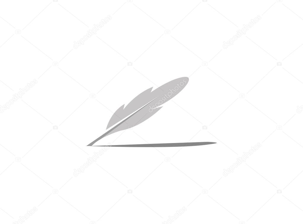 Grey quill logo isolated on white background