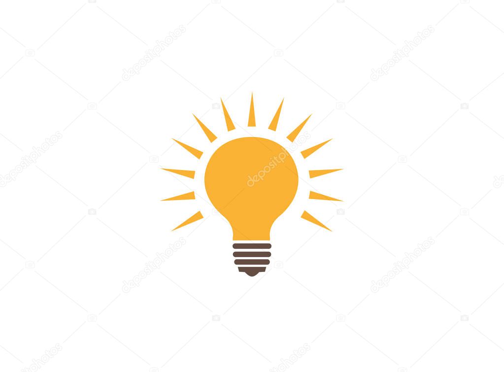 Bright glowing lightbulb simple icon isolated on white background 