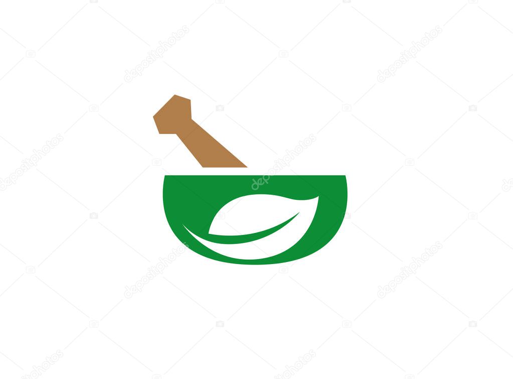 Mortar and pestle simple icon isolated on white background