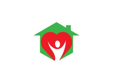 beyaz arka plan üzerinde logo tasarım illüstrasyon için kalp bakım vücut kalp