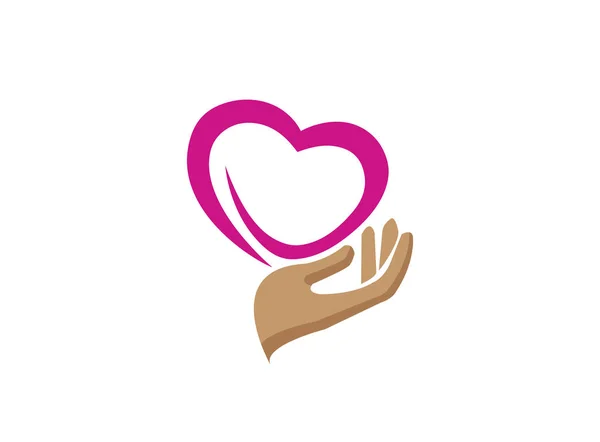 Mano Corazón Cuidado Salud Humana Para Logotipo Diseño Ilustración Vector — Foto de Stock