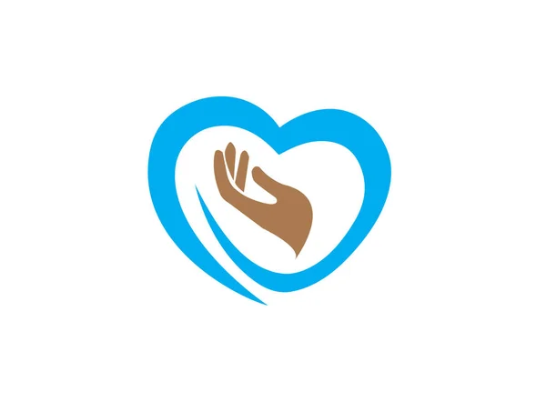 Mano Corazón Cuidado Salud Humana Para Logotipo Diseño Ilustración Vector —  Fotos de Stock