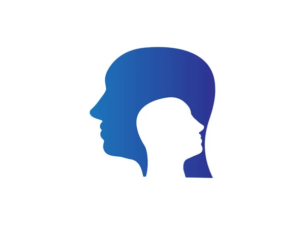 psychiatrist head inside a head logo design illustration on white background