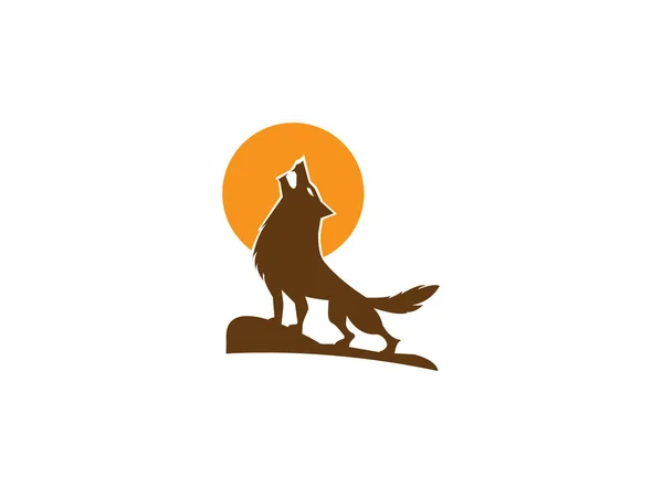 Wolf Howling Top Mountain Moon Logo Illustration Design White Background — Stock Photo, Image