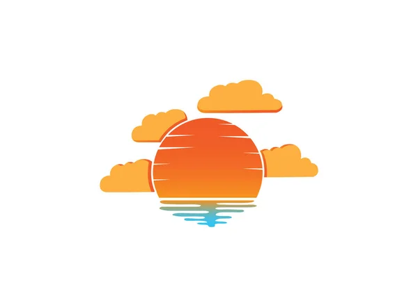 sunset and clouds in the beach for logo design illustration on white background