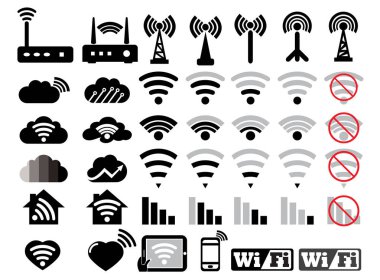 Wifi beyaz arka plan üzerinde düzenlenebilir kontur logosu tasarım illüstrasyon ile ağ ile ilgili vektör satır içi tarzı dizileri ayarlayın