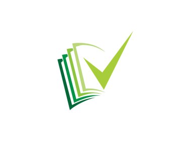 beyaz arka plan üzerinde logo tasarım illüstrasyon için onay işareti ve kitap kağıtları