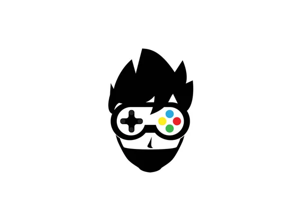 Gamer head hair console symbol vector logo design illustration on white background