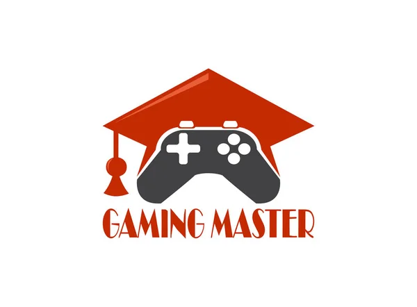 Analoge Afstuderen Hat Gaming Master Console Gamer Symbool Vector Logo — Stockfoto