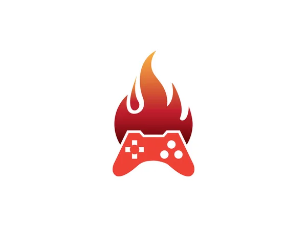 Konzol Gamer Tűz Szimbólum Vektor Logo Design Illusztráció Fehér Háttér — Stock Fotó