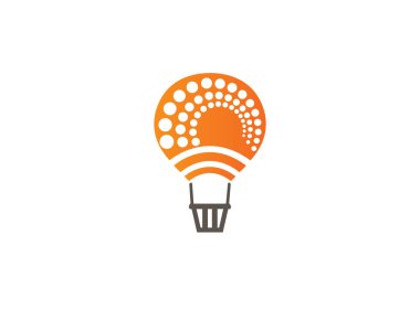 Logo tasarım lamba simgesi için kalem bir ampul beyaz arka plan üzerinde bir illüstrasyon çizmek