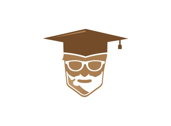 Sombrero Graduación Cabeza Del Profesor Una Sonrisa Cara Con Gafas —  Fotos de Stock