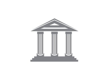 Beyaz arkaplanda logo tasarımı çizimi için Roma tapınak binası sütunları