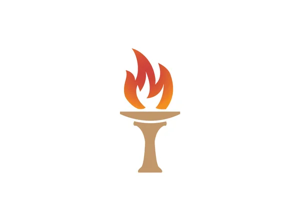 Факел Полум Символ Вогню Ілюстрації Дизайну Логотипу Білому Тлі — стокове фото