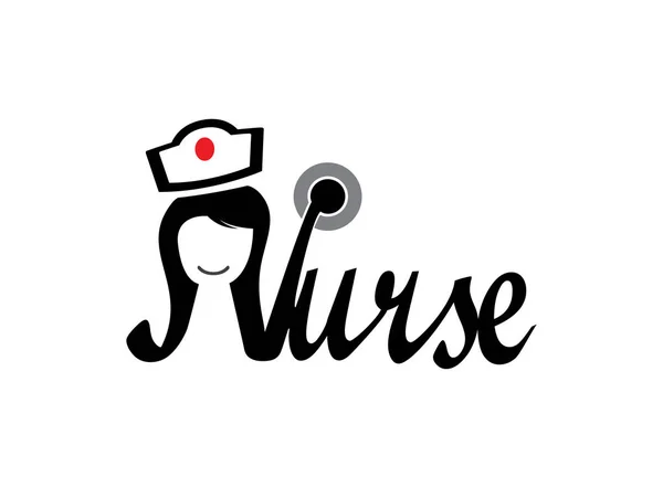 Krankenschwester Schrift Mit Stethoskop Und Hut Logodesign Illustration Auf Weißem — Stockfoto