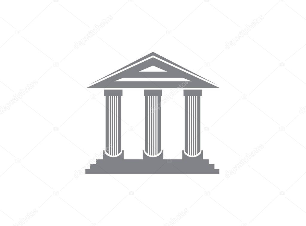 Columns Roman temple building for logo design illustration on white background