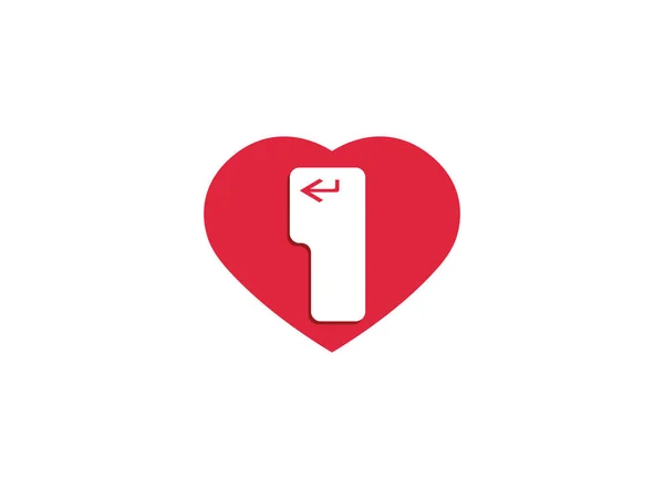 Kalp Imleç Logosu Tasarımını Girin Klavye Logosu Sevgisini Girin Kapı — Stok fotoğraf