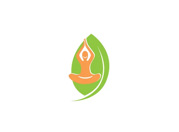 Joga Medytacja Osoba Pozycja Siedzieć Naturze Zen Logo Projekt Ilustracja — Zdjęcie stockowe
