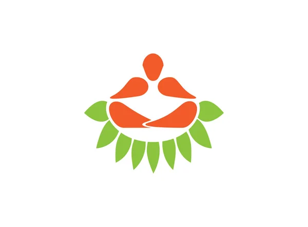 Posizione Meditazione Yoga Sedersi Nella Natura Zen Logo Disegno Illustrazione — Foto Stock