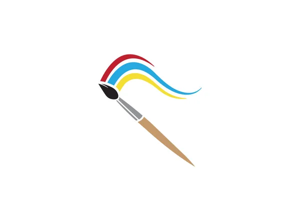 Pintura Pincel Con Colores Ilustración Diseño Logotipo Sobre Fondo Blanco —  Fotos de Stock