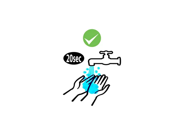 Handtvätt Med Tvål Och Vatten Ikon Vit Bakgrund Bakteriell Platt — Stockfoto