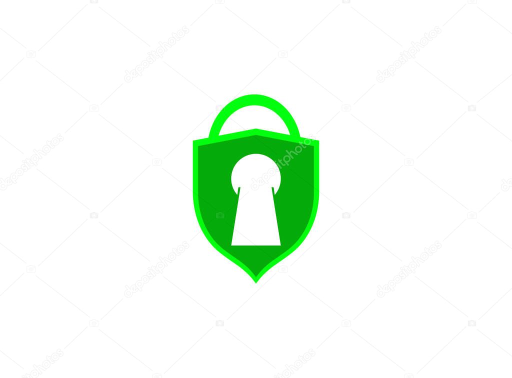 Shield security with lock icon isolated, Secure logo symbol, Safeguard on a white background