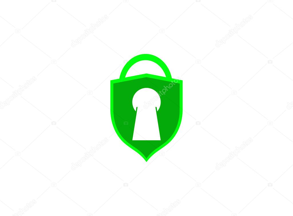 Shield security with lock icon isolated, Secure logo symbol, Safeguard on a white background