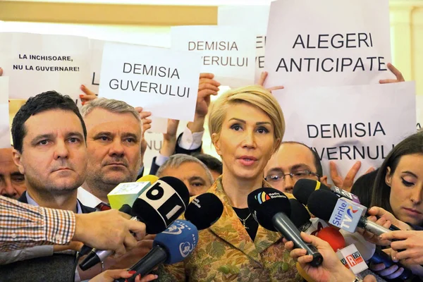 Румынский парламент - протест против указа о внесении поправок в Кри — стоковое фото
