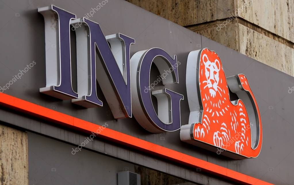 Bucharest, Romania -  October 11, 2018: A logo of ING Bank, Dutch multinational banking and financial services corporation, is displayed on the top of a building, in Bucharest, Romania.