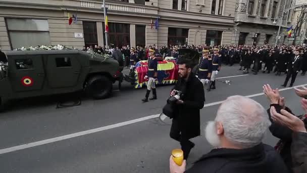 Bukarest Rumänien December 2017 Begravningen Kung Mikael Rumänien Utanför Det — Stockvideo