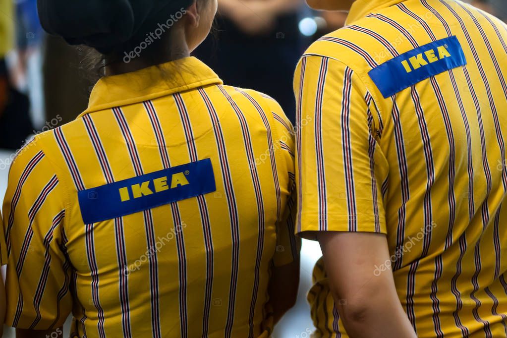 Bucharest, Romania - June 24, 2019: IKEA staff dressed in uniforms are waiting the first buyers in the opening day of the IKEA Pallady store, which is the second in Bucharest and elsewhere in Romania.