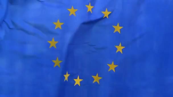 Bucharest Romania July 2019 Flag European Union Blue Yellow Stars — Stock Video