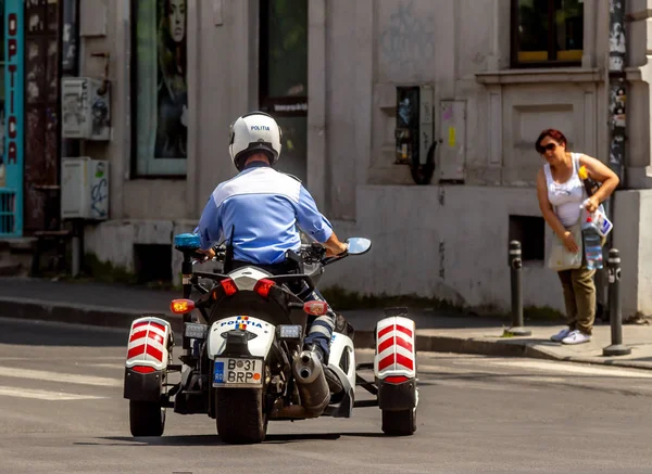 Bucareste Romênia Julho 2019 Policial Anda Moto Três Rodas Can — Fotografia de Stock