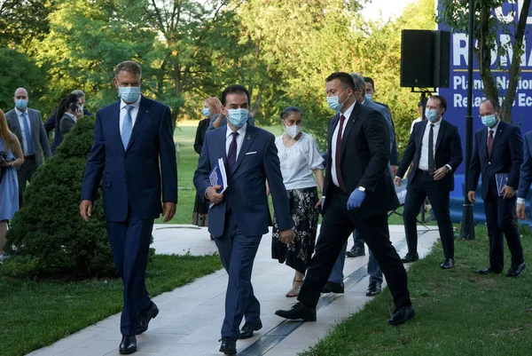 Бухарест Румыния Июля 2020 Года Клаус Йоханнис Президент Румынии Премьер — стоковое фото