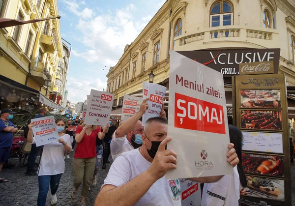 Бухарест Румыния Августа 2020 Года Протест Работников Ресторанов Против Запрета — стоковое фото