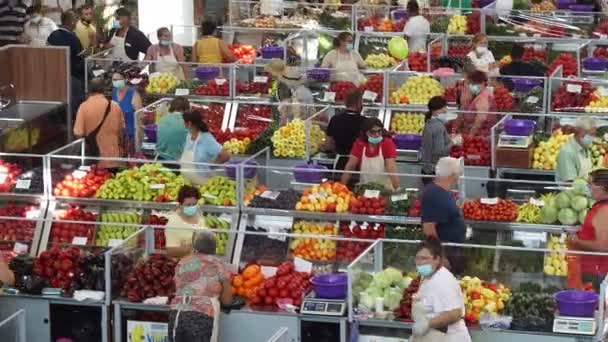 Bukareszt Rumunia Sierpnia 2020 Stoiska Nowego Rynku Rolno Spożywczego Piata — Wideo stockowe