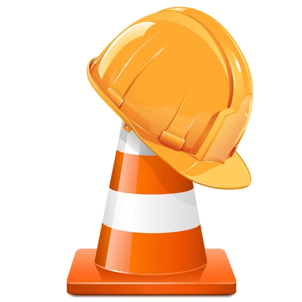 Vector Construction Cone Helmet Isolated White Background — Stock Vector