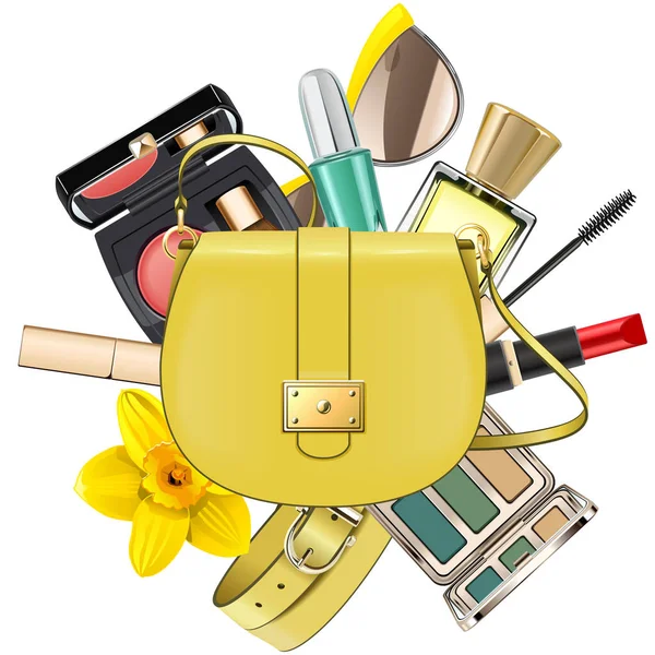 Vector Yellow Fashion Accessories Conceito Isolado Sobre Fundo Branco —  Vetores de Stock