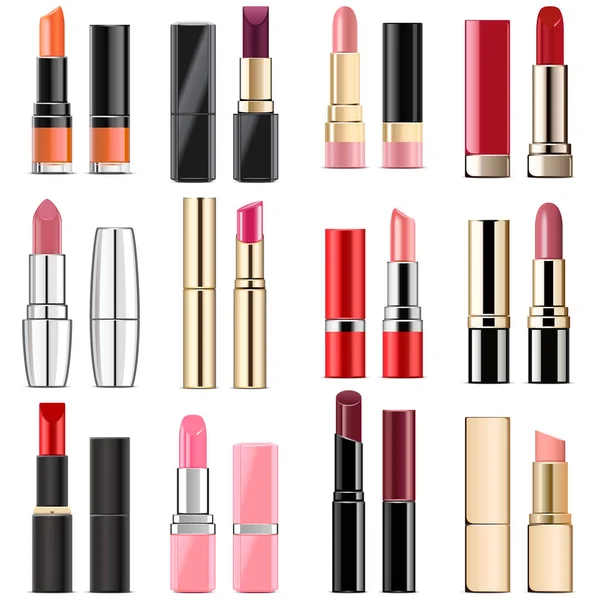 Vector Lipstick Icons Isolated White Background — Stock Vector