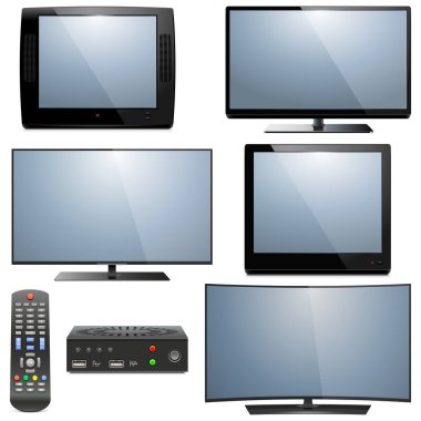 Vektör Analog ve dijital televizyon beyaz arka plan üzerinde izole