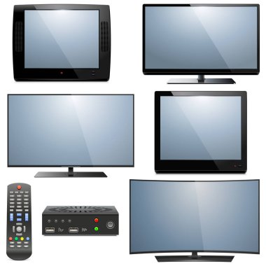 Vector Analog and Digital Televisions isolated on white background clipart