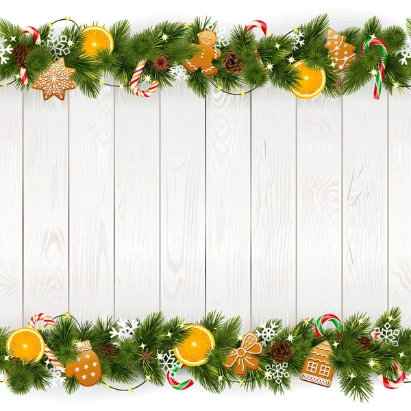 Vector Kerstmis Achtergrond Met Witte Plank Geïsoleerd Witte Achtergrond — Stockvector